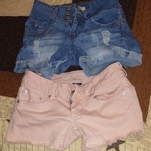 Women’s Denim And Pink Stretch Denim Shorts Size 00